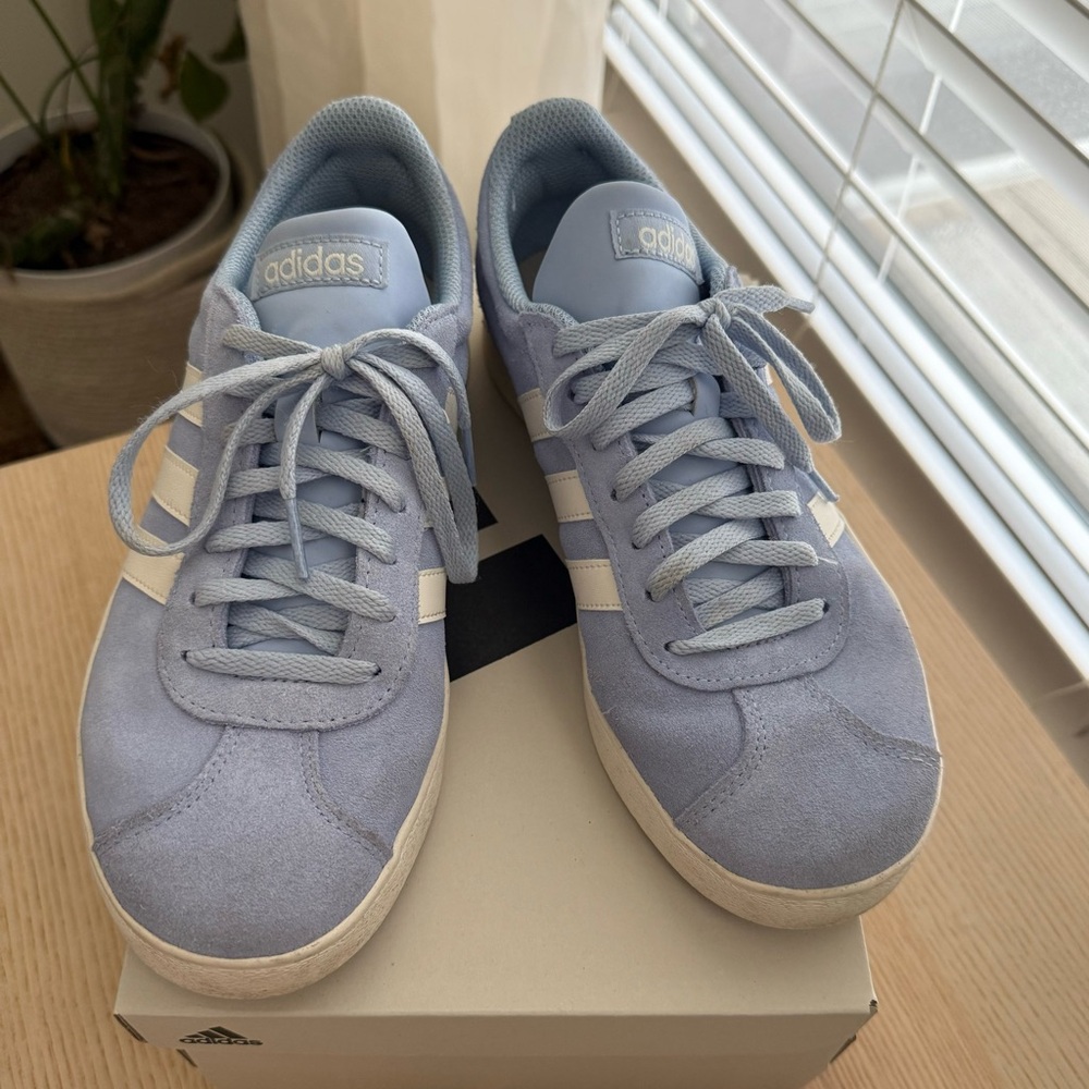 adidas Women’s Light Blue and White Sneakers - Picture 3 of 7